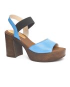 Sandali Lizy de ville in pelle blu - Tacco: 9 cm