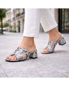 MuleStula Tula wit leer met pythonpatroon - Hak: 6 cm