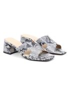 MuleStula Tula wit leer met pythonpatroon - Hak: 6 cm