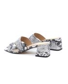 MuleStula Tula wit leer met pythonpatroon - Hak: 6 cm