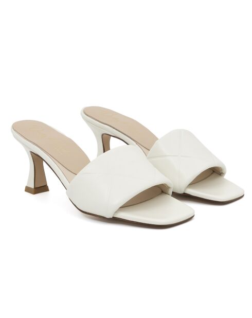 Weiße Lederpantolette Lia - Absatz: 8 cm