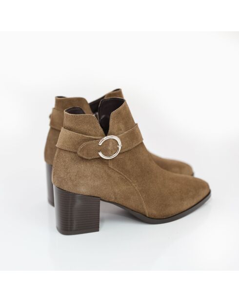 Braune Wildlederstiefel Carola - Absatz: 5 cm