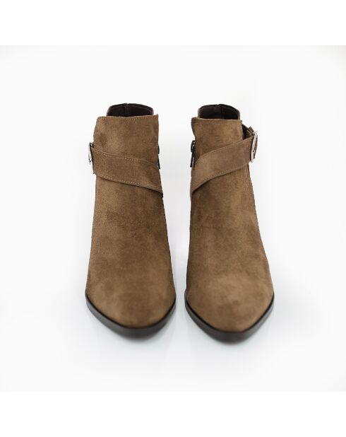 Braune Wildlederstiefel Carola - Absatz: 5 cm