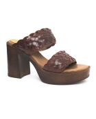 Lara bruine leren muiltjes - Hak: 9 cm