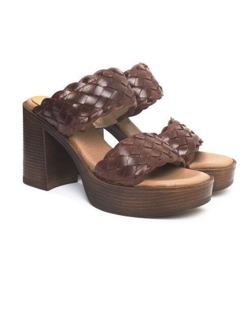 Lara bruine leren muiltjes - Hak: 9 cm