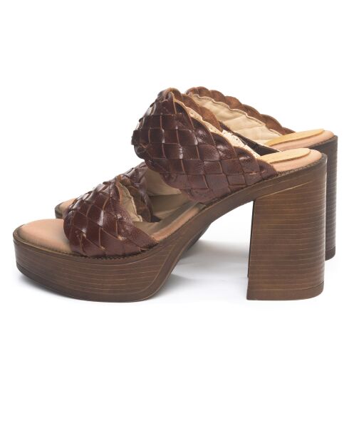 Lara bruine leren muiltjes - Hak: 9 cm