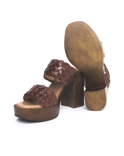 Lara bruine leren muiltjes - Hak: 9 cm