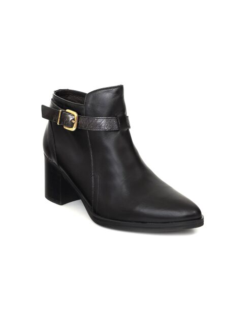 Bottines Cantora en cuir noires - Talon : 5 cm