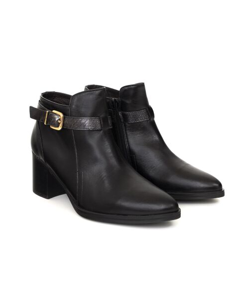 Bottines Cantora en cuir noires - Talon : 5 cm