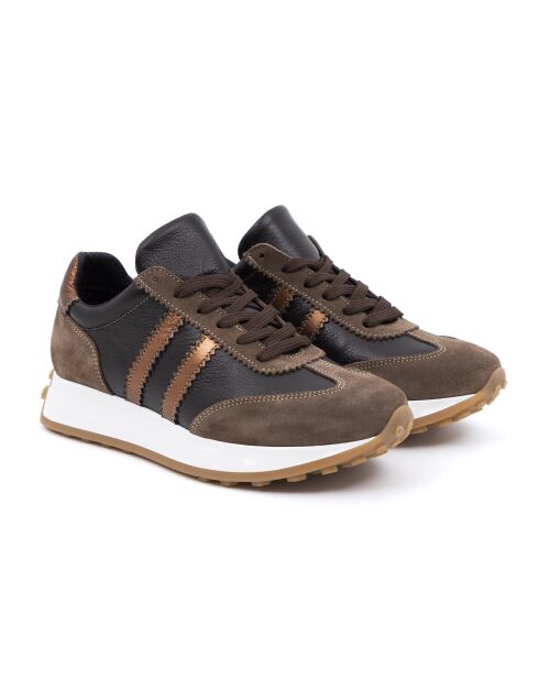 Bruine leren sneakers van Jadiya