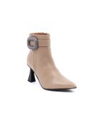 Beigefarbene Lederstiefel Abbie - Absatz: 8 cm