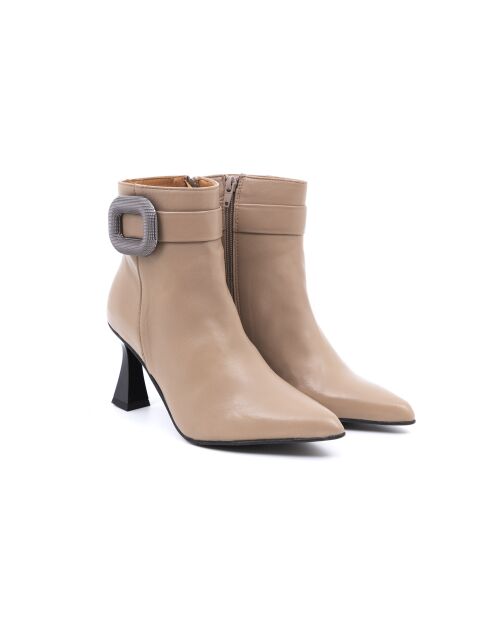 Stivali Abbie in pelle beige - Tacco: 8 cm