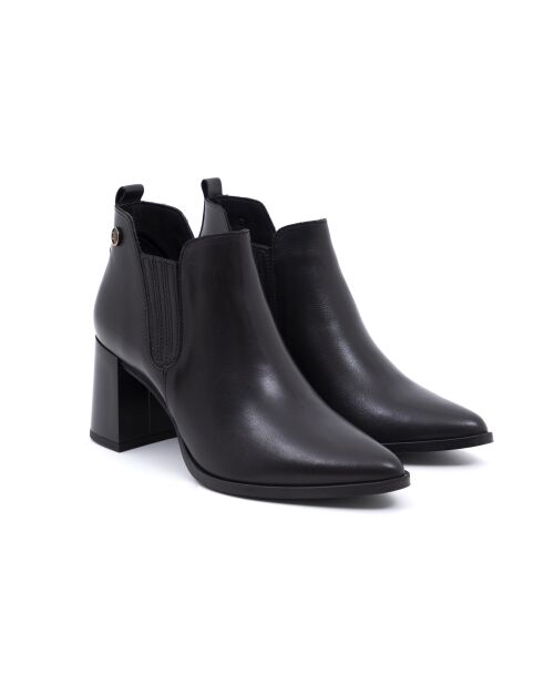 Schwarze Lederstiefel Lisa - Absatz: 7,5 cm