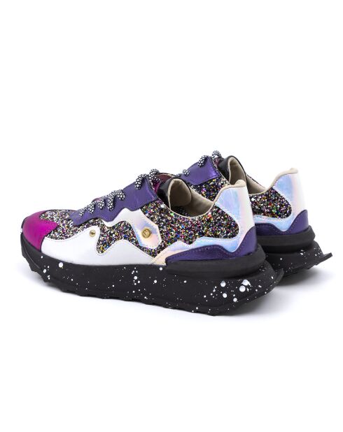 Zapatillas Glitz de piel rosa/morada