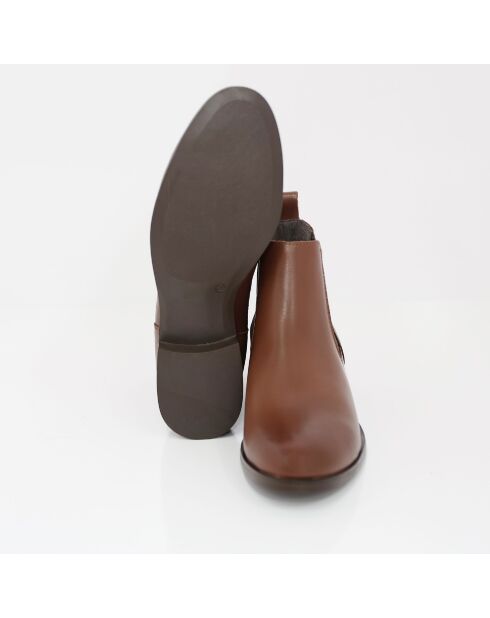 Mifer lichtbruine leren laarzen - Hak: 5 cm