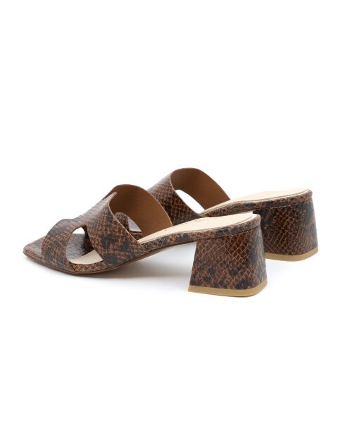 Bruine leren muiltjes - Hak: 6 cm