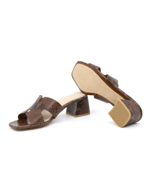 Bruine leren muiltjes - Hak: 6 cm