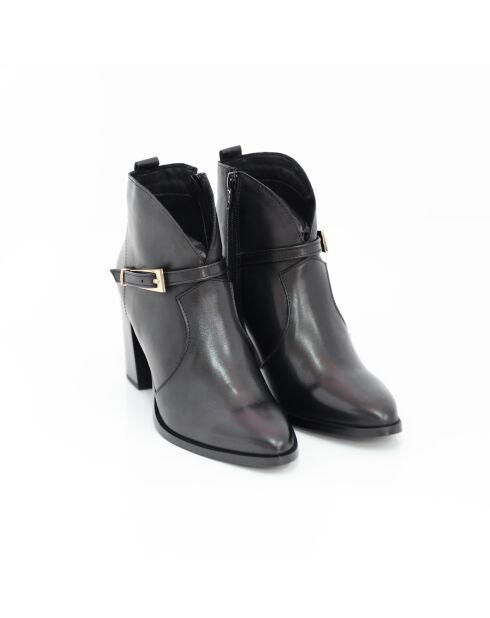 Bottines en Cuir Adira noires - Talon : 8,5 cm