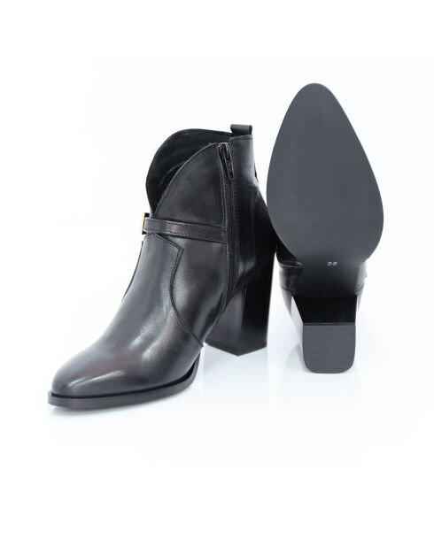 Bottines en Cuir Adira noires - Talon : 8,5 cm