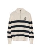 Mickaël ecru-marineblauwe trui