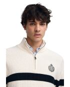 Mickaël ecru-marineblauwe trui
