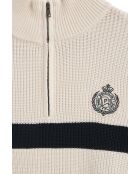 Mickaël ecru-marineblauwe trui