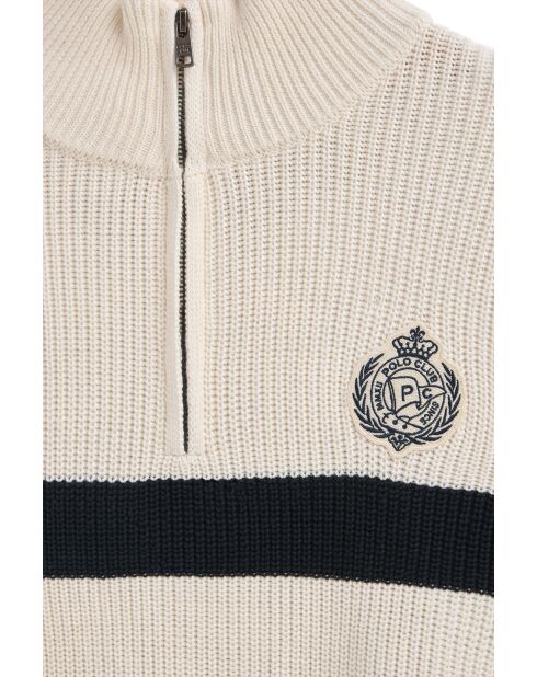 Mickaël ecru-marineblauwe trui