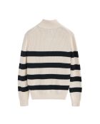 Mickaël ecru-marineblauwe trui