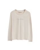 L-S Bilal ecrufarbenes T-Shirt
