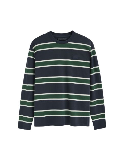 L-S Lamine marineblaues flaschengrünes T-Shirt