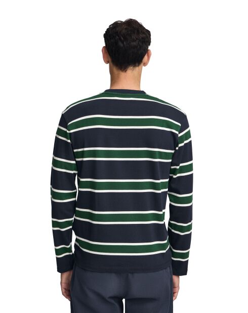 L-S Lamine marineblaues flaschengrünes T-Shirt