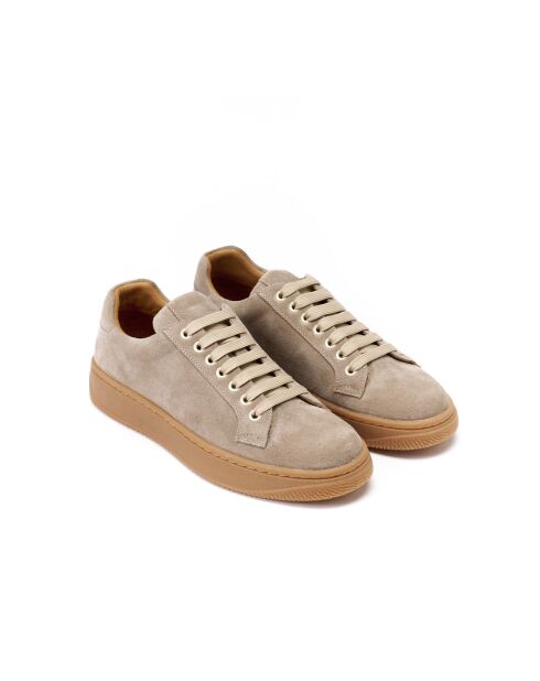 Isabelle taupe klassieke leren sneakers