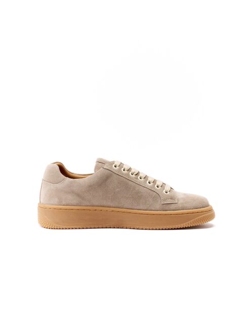 Isabelle taupe klassieke leren sneakers