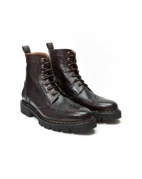 Bottes derby en cuir Guillaume marron foncé