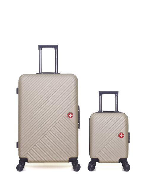 2er-Set — XXS SPIEZ großer Koffer und beiger XXS-Kabinenkoffer