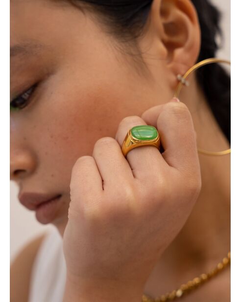 Bague large Columba Nacre Verte