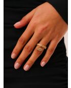 Fijne gouden Osiris-ring, roze zirkoniumoxide