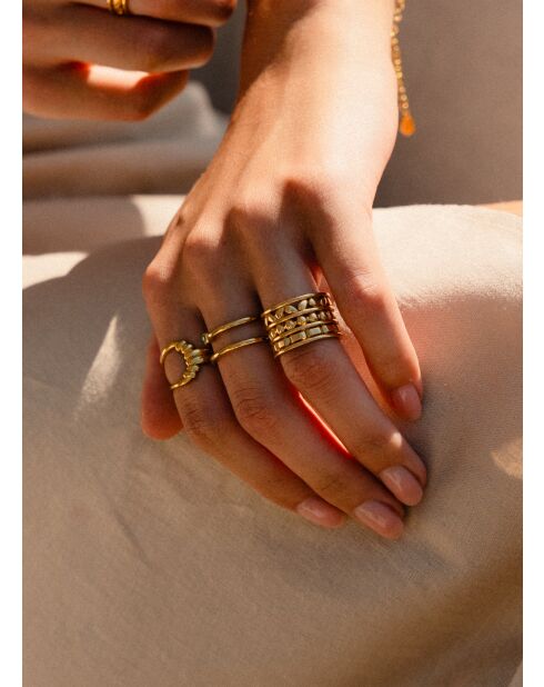 Bague large Agave doré