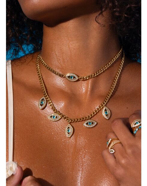 Blauwe halsketting met zirkoniumoxide Aswan-ketting