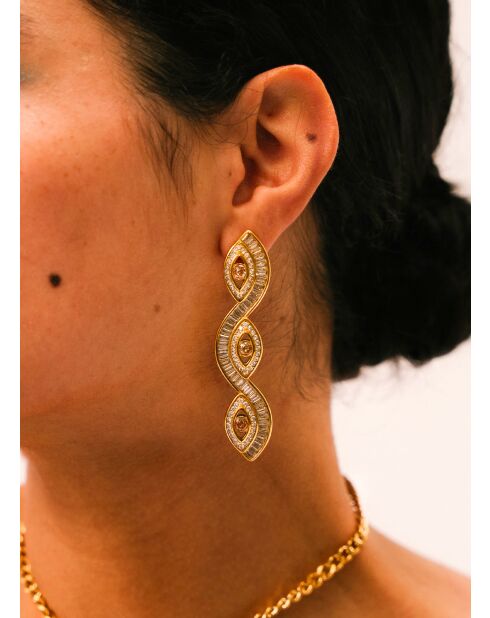 Gele oorbellen met hathdoreoxide zirkonium