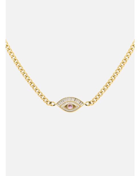 Halskette aus rosafarbenem Zirkoniumoxid mit Seth-Kette