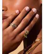 Fijne gouden Satis-ring, groen zirkoniumoxide