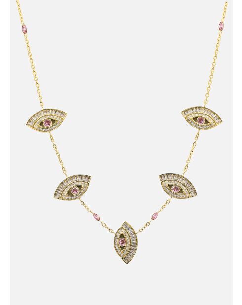 Cleopatra roze ketting met zirkoniumoxide