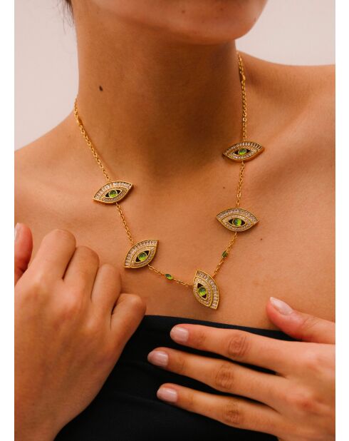 Cleopatra roze ketting met zirkoniumoxide