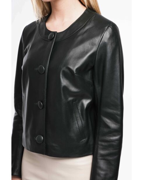 Blouson en cuir Aline vert sapin