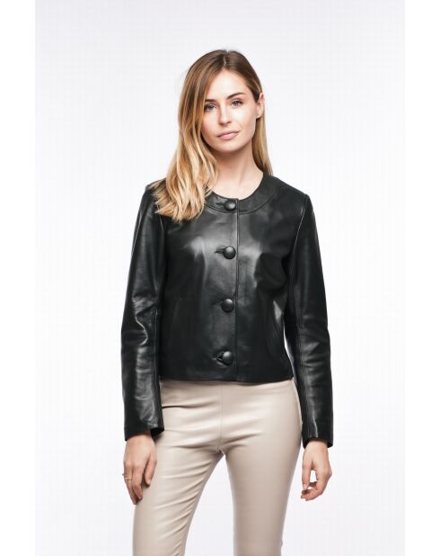 Blouson en cuir Aline vert sapin