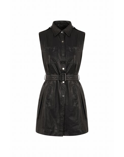 Robe en cuir Solveig noire