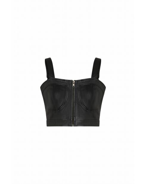 Top en cuir Sidoine noir