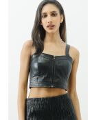 Top en cuir Sidoine noir