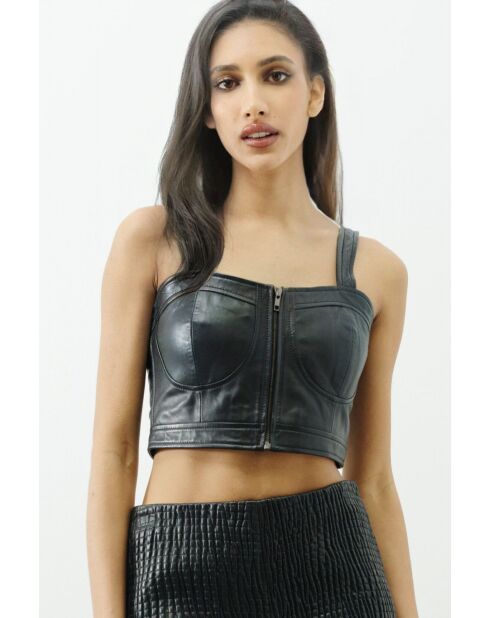 Top en cuir Sidoine noir